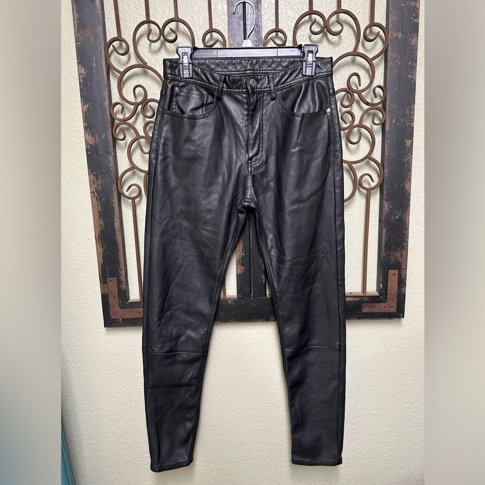 Zara faux leather zip up button pants